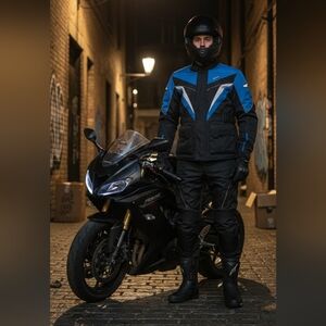 Tour Master Men's Black and Blue Racing  Jacket
